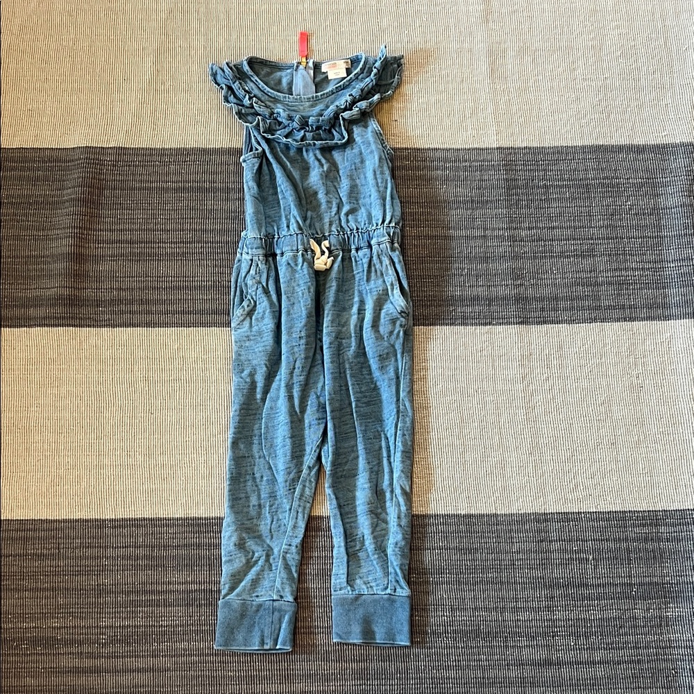 Crewcuts Girls Blue Ruffled Jumpsuit - size 3